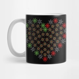 Red and green snowflakes fancy hearts Mug